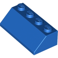 Lego kostka (kostička) 2x4 sklon (šikmá) 45°, modrá (303723, 4107437)